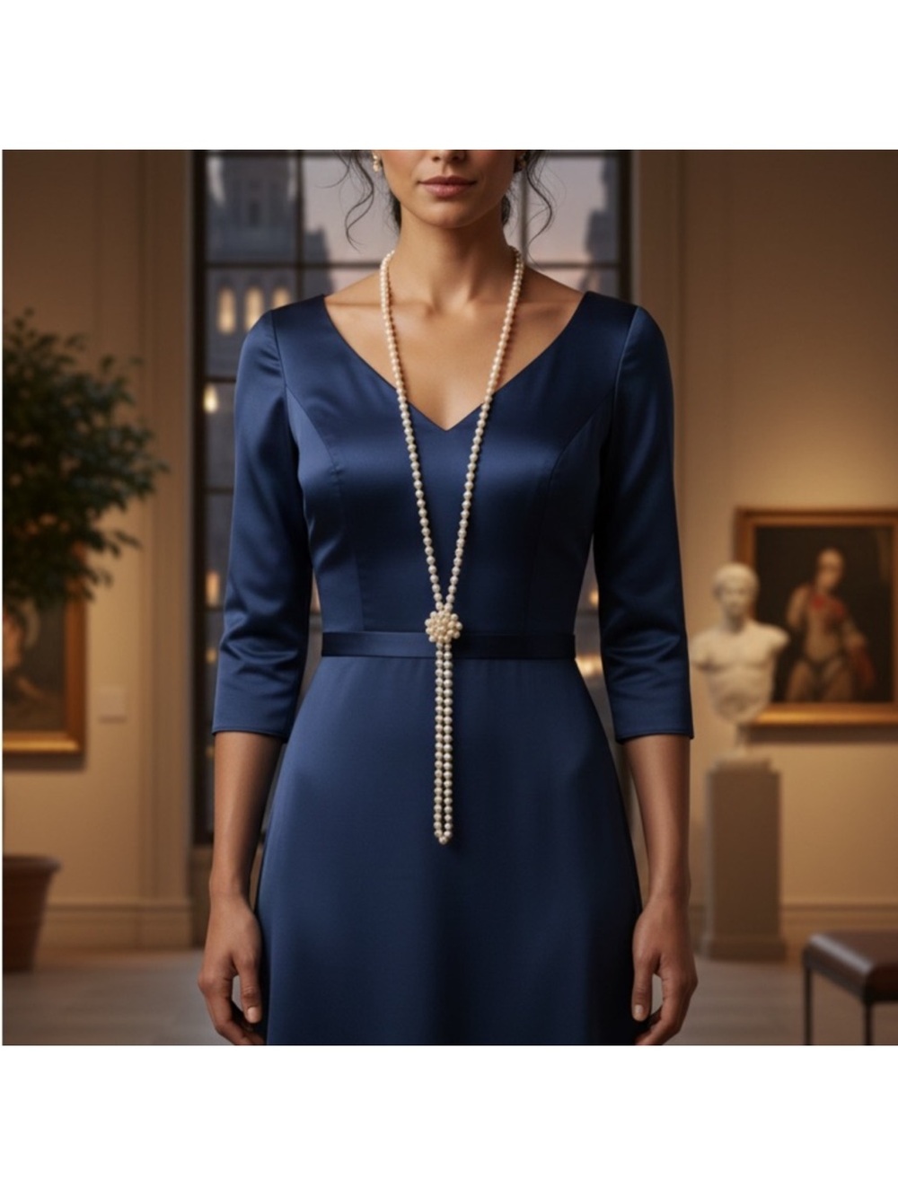 VINTAGE LONG FAUX PEARL NECKLACE